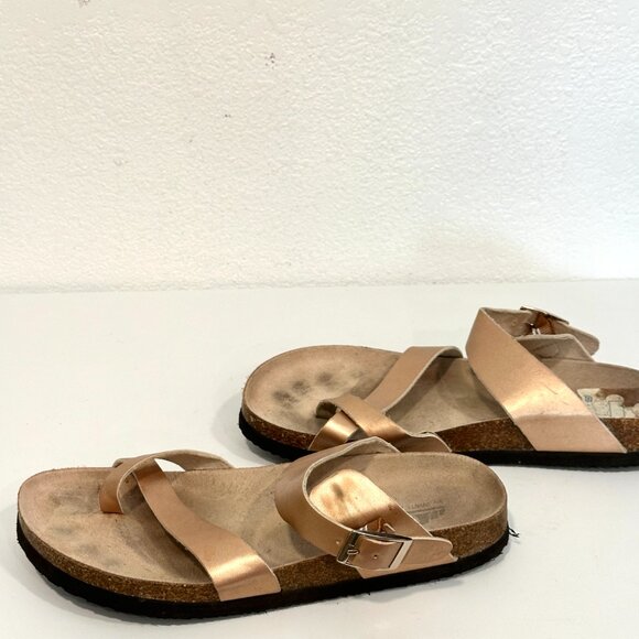Cliffs by White Mountain Sandals Rose Gold Corkbed Toe Loop Buckle Women Size 8M - Picture 5 of 8